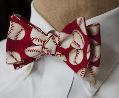 Baseball Bow Tie - red