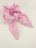 Designer Green, Pink & White Pique - Scrunchie