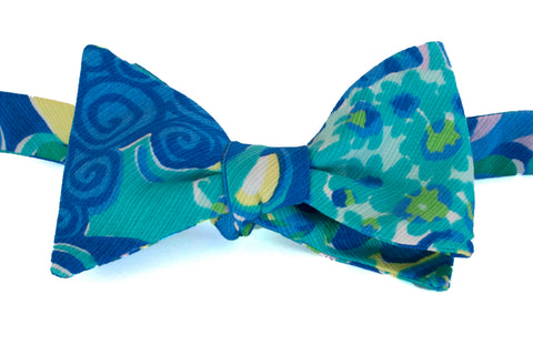 Designer Blue Swirls Bow Tie