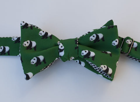 Panda Bow Tie - green