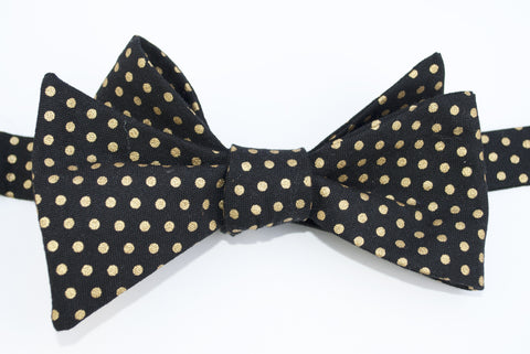 Black with Gold Dot Bow Tie