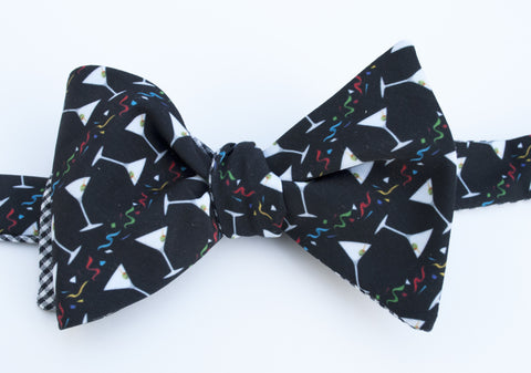 Martini Glasses Bow Tie - black with confetti