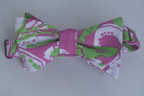 Designer Dark Pink & Green Bow Tie