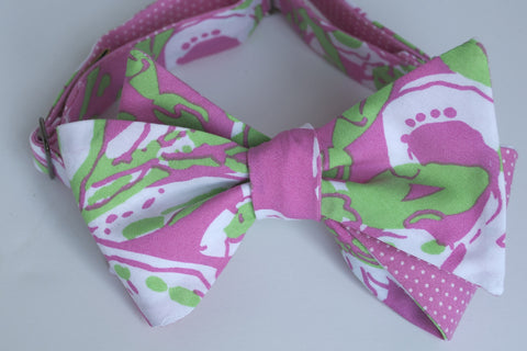 Designer Dark Pink & Green Bow Tie