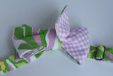Designer Green, Pink & White Pique Bow Tie
