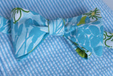 Designer Turquoise & Light Blue Dogwood Textured Bow Tie