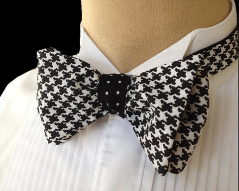 Black Hounds Tooth Bow Tie