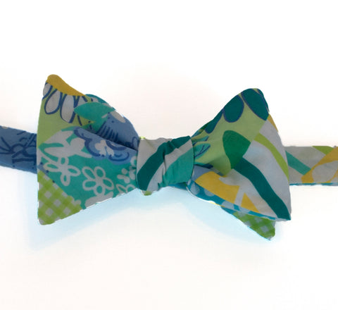 Designer Blue Patch Bow Tie