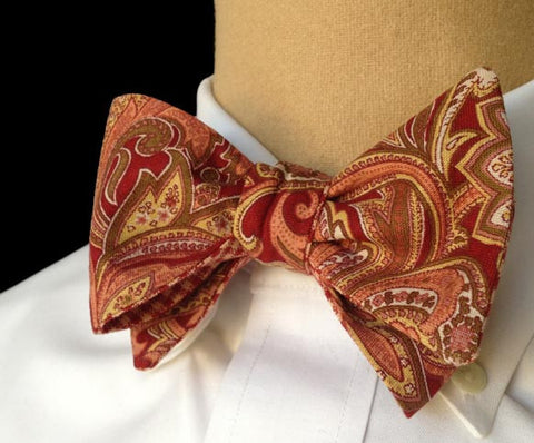 Brick red paisley bow tie