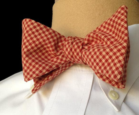Haberdashery Brick Red Plaid Bow Tie