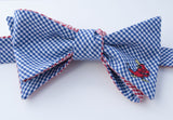 Cardinal with Bat Embroidered Bow Tie - blue