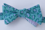 Turquoise Cheetah Bow Tie