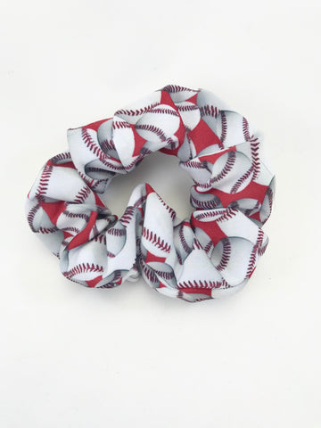 Baseballs on Red - Scrunchie