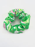 Designer Green, Pink & White Pique - Scrunchie