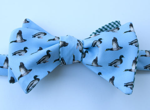 Mallard Duck Bow Tie - blue