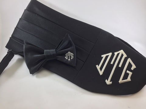 Formal Black bow tie with Embroidery