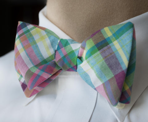 turquoise plaid bow tie