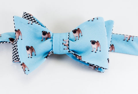 Pug Bow Tie - blue