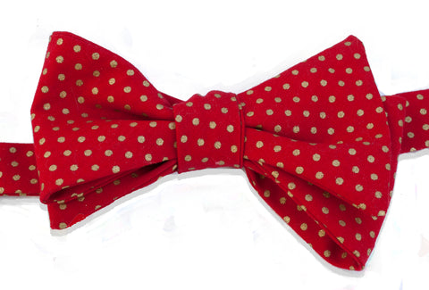 Red with Gold Dot Bow Tie