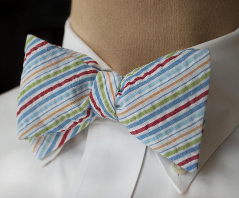 Multi colored seersucker bow tie